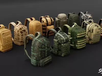 Military Backpack Pack Low-poly 3D model