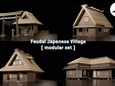 Feudal Japanese Village Modular Set 3D model