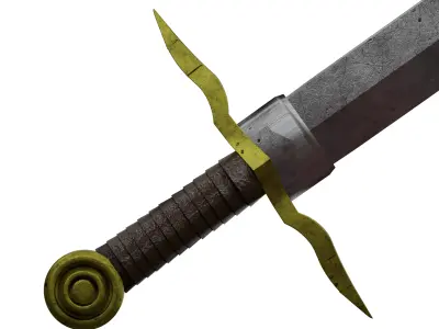Game Ready Medieval Sword Low and High Poly and Textures Low-poly 3D model
