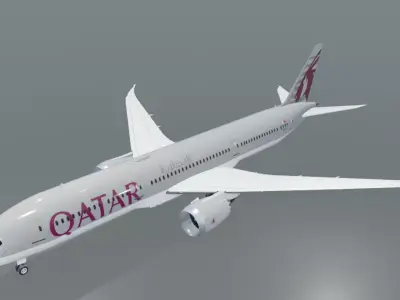 Qatar airways boeing 787-9 low poly 3D Model  Low-poly 3D model