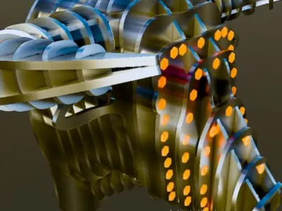 Metalic bull head 3D model