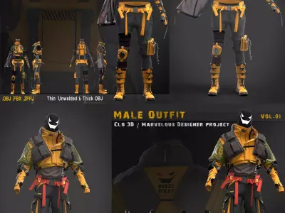 Female- Male Outfit 3D Model Pack purchase