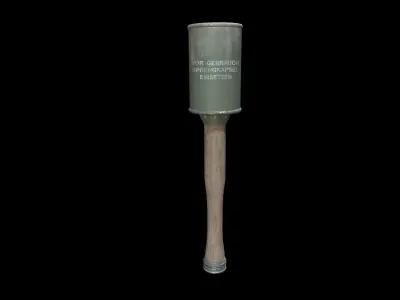 Stielhandgranate 1 wooden mallet Free low-poly 3D model