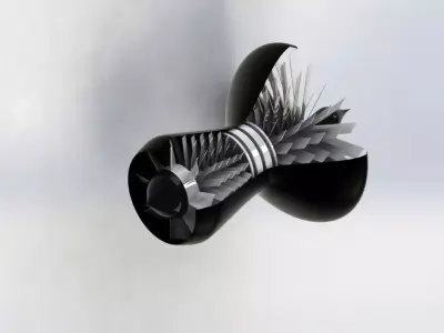 Aircraft gas turbine 3D model