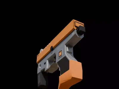 Futuristic Polymer SMG Pistol Game Ready 3D Model Low-poly 3D model