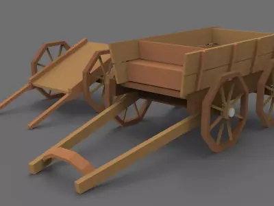Low Poly Stylized Carts Lowpoly 3D model Low-poly 3D model
