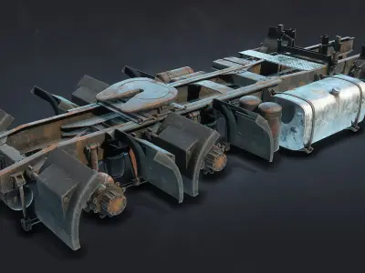 Semi-Trailer Truck Frame Rusty Low-poly 3D model