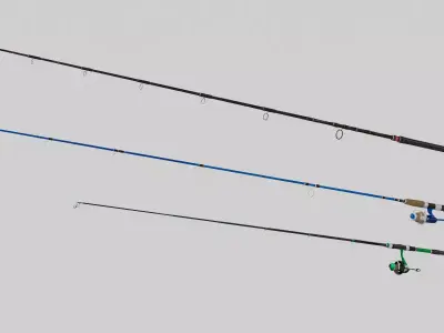 Animated Fishing Rod Collection Low-poly 3D model