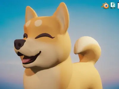 Shibainu Shiba-inu Dog  Low-poly 3D model