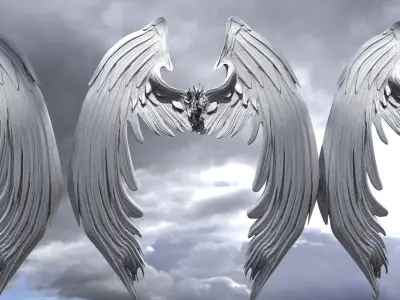 Angel wings Stylized Tall  3D model