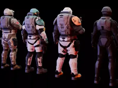 Sci-Fi Soldiers v2 3D Model 3D model