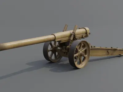 Type 89 15 cm cannon Low-poly 3D model