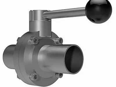 Manual Butterfly Valves - ASME-BPE Welding Ends - 3D model