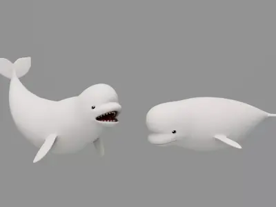 Rigged Cartoon Beluga Whale 3D model