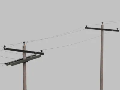 Utility Pole - Composite Mast with Single Crossarms 3D model