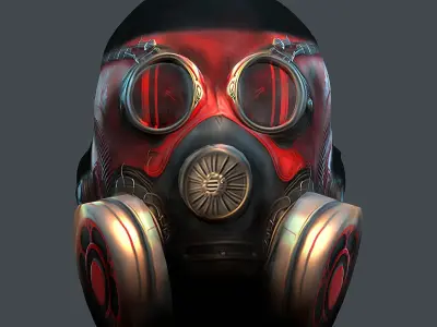Gas mask helmet 3d model military combat Low-poly 3D model