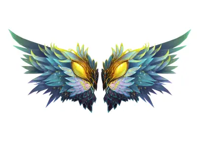 King Blue Wing Low-poly 3D model