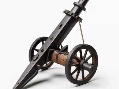 Medieval Siege Cannon Artillery Model 3D model