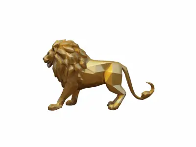 The Golden Lion Is A Majestic Symbol Of Power 3d Render 3D model