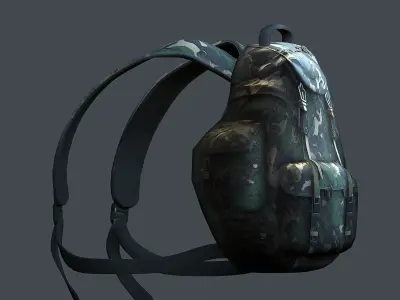 Backpack military combat Black baggage Low-poly 3D model