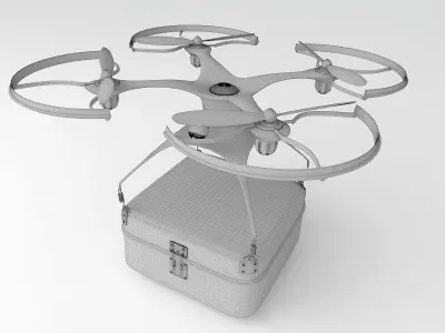 Generic Logistics Blue Post Drone with Box 3D model