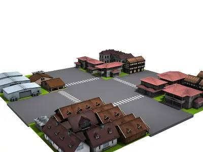 Street environment Low-poly 3D model