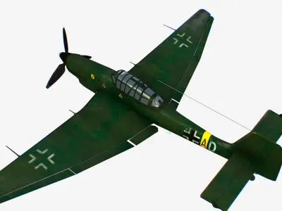 German bomber ground-attack Junkers Ju 87 Stuka Low-poly 3D model