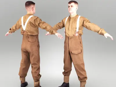 British soldier ready for animation 359 Low-poly 3D model