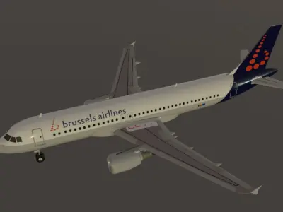 Brussels airlines airbus a320-214 low poly 3D model Low-poly 3D model
