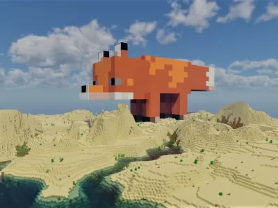 Fox Minecarft Schematic Free low-poly 3D model