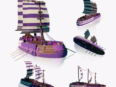 Stylized Ship-5 Low-poly 3D model