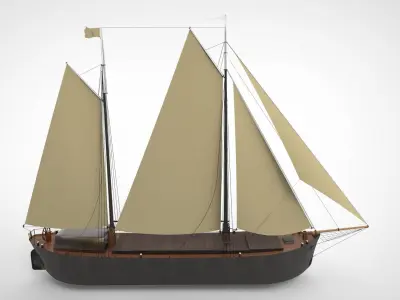 cargo sailing ship 3D model
