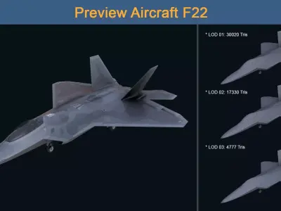 Asset - Army - Aircraft F22 Low-poly 3D model