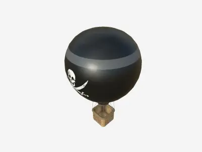 Balloon Hot Air 08 Pirate Skull - Aircraft Cartoon Low-poly 3D model