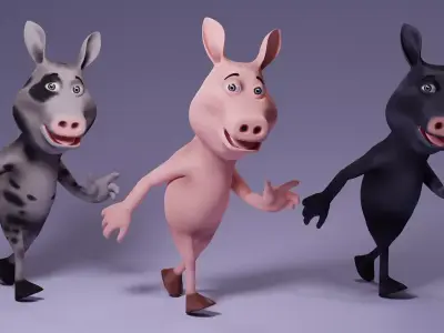 Toon Humanoid Pig Free low-poly 3D model