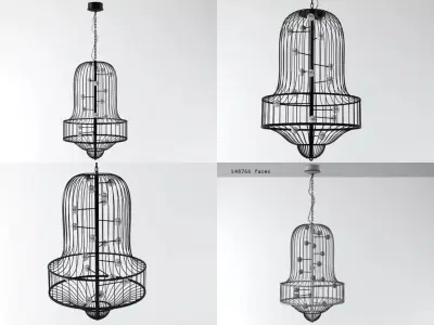 Luciola bird cage pendant light 3D model