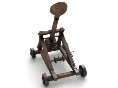 Medieval Wooden Catapult 3D model