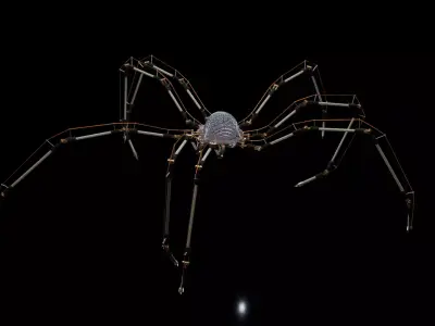 Mechanical Spider rigged and fully animated 3D model