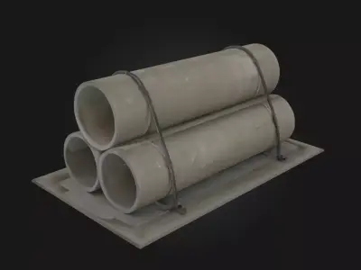 Concrete Pipe Stack Construction Site Prop 3D model