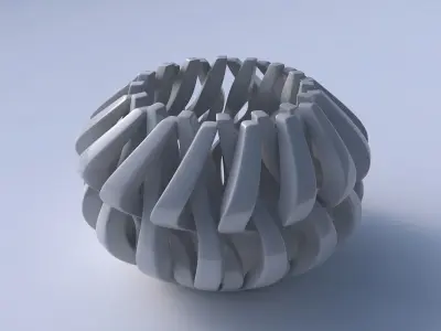 Bowl cylindrical with twisted sharp muscle structures squeezed 2 3D model