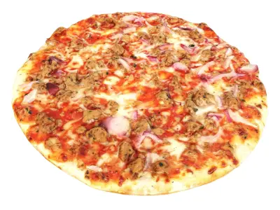 Pizza with tuna Low-poly 3D model