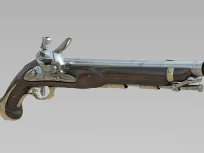 Flintlock Pistol Historic gun 3D model