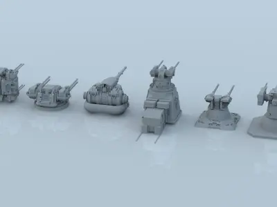 sci fi laser battery guns 3D model