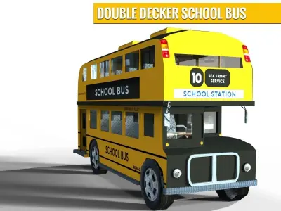 Double Decker School Bus Low-poly 3D model