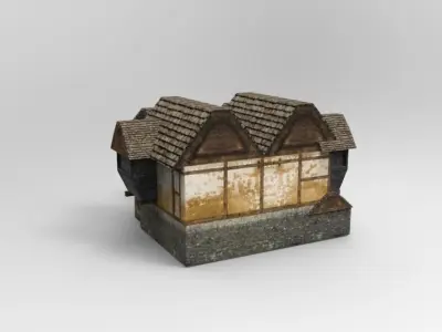 Low poly city hall Low-poly 3D model