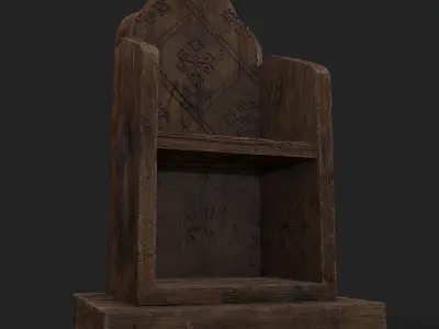 Rustic Medieval Wooden Bedside Book Shelf Free low-poly 3D model