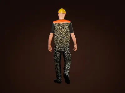 High Quality Male Army Worker Low-poly 3D model