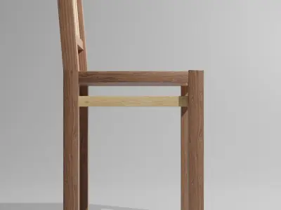 Wooden Chair Low-poly 3D model 20