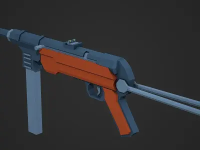 Stylized Mp-40 SMG Low Poly Mobile Ready Low-poly 3D model