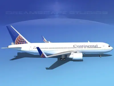 Boeing 767-300 Continental 3D model
